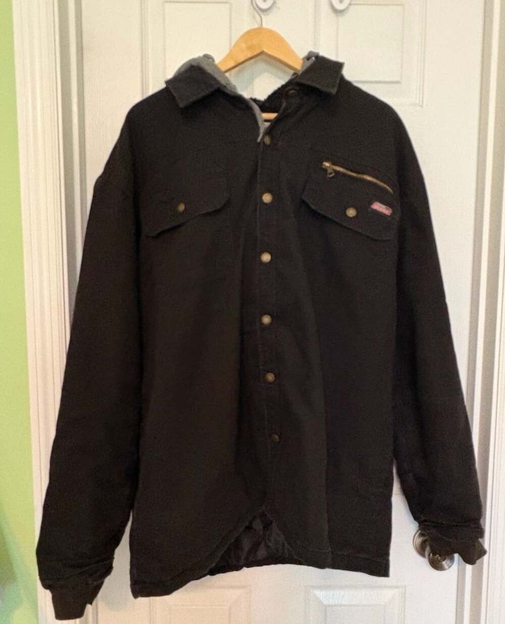 Flawed Dickies Canvas Hooded Quilt Lined Jacket Black Workwear Bomber, XXL